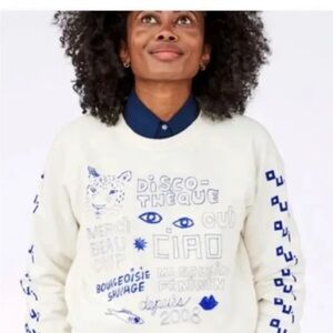 Clare V cobalt and ivory icon sweatshirt